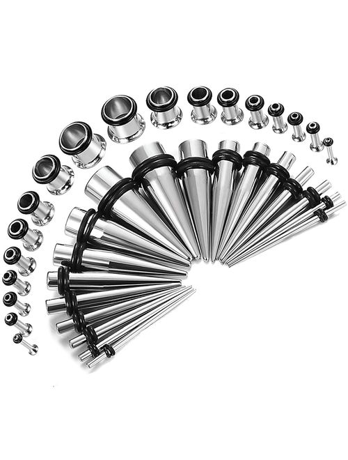 BodyJ4You 36PC Gauges Kit Ear Stretching 14G-00G Surgical Steel Tunnel Plugs Tapers Piecing Set