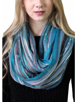 (17 COLORS) Women's Shimmer Sparkle Infinity Scarf, Festival Bliss Lightweight Fashion Shawl