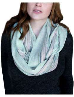 (17 COLORS) Women's Shimmer Sparkle Infinity Scarf, Festival Bliss Lightweight Fashion Shawl