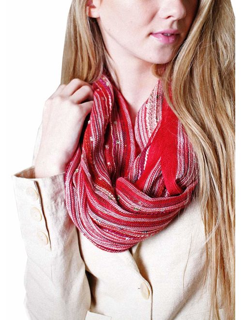 (17 COLORS) Women's Shimmer Sparkle Infinity Scarf, Festival Bliss Lightweight Fashion Shawl