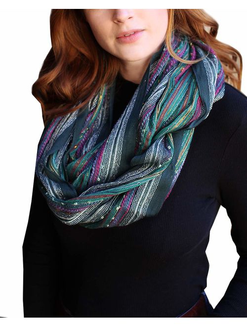 (17 COLORS) Women's Shimmer Sparkle Infinity Scarf, Festival Bliss Lightweight Fashion Shawl