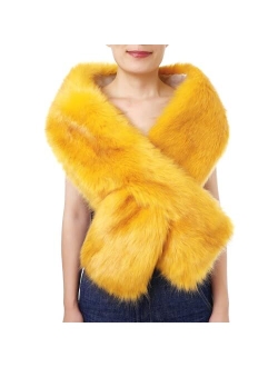 Dikoaina Women's Winter Fake Faux Fur Scarf Wrap Collar Shawl Shrug