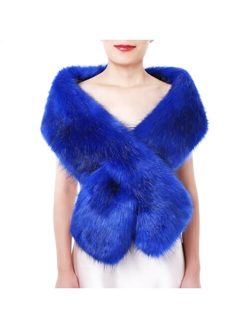 Dikoaina Women's Winter Fake Faux Fur Scarf Wrap Collar Shawl Shrug