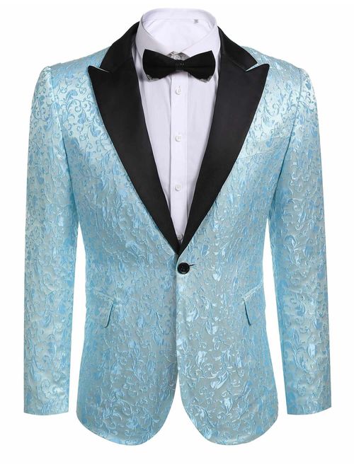 COOFANDY Men's Floral Party Dress Suit Stylish Dinner Jacket Wedding Blazer Prom Tuxedo