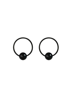 Pair 10g-20g Black/Rainbow Surgical Steel Captive Bead Body Piercing Hoops (Select Color/Gauge/Diameter)