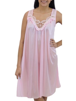 Venice Womens' Silky Looking Embroidered Nightgown 06N