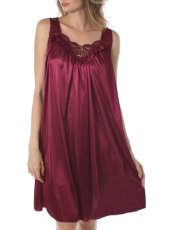 Venice Womens' Silky Looking Embroidered Nightgown 06N