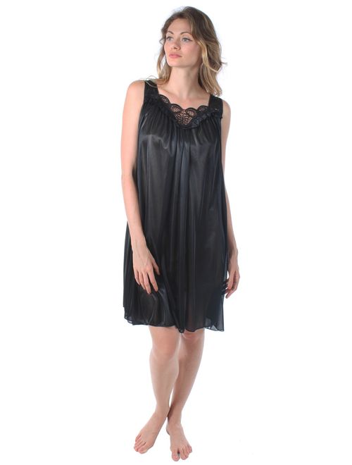 Venice Womens' Silky Looking Embroidered Nightgown 06N