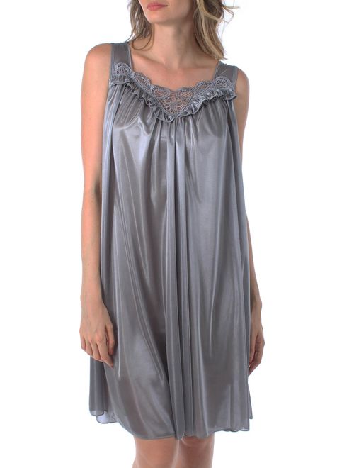 Venice Womens' Silky Looking Embroidered Nightgown 06N