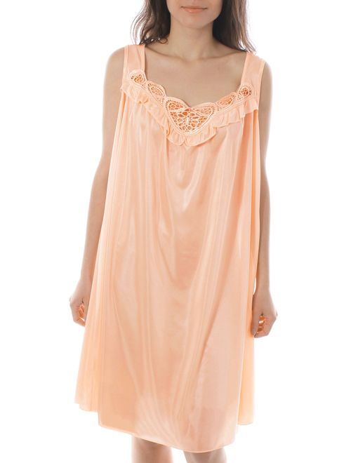 Venice Womens' Silky Looking Embroidered Nightgown 06N