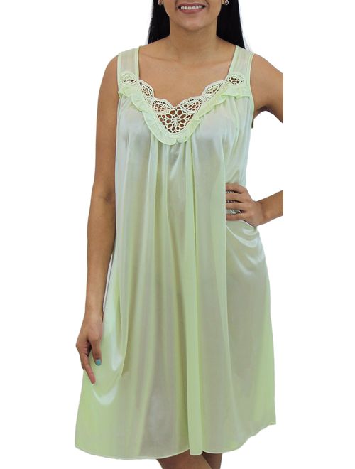 Venice Womens' Silky Looking Embroidered Nightgown 06N