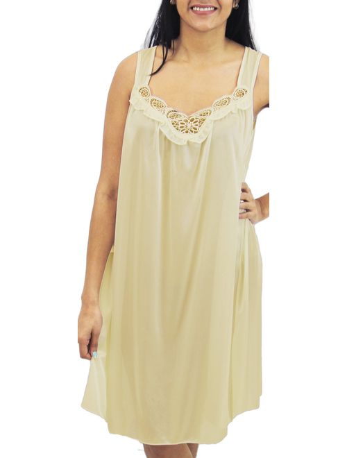 Venice Womens' Silky Looking Embroidered Nightgown 06N