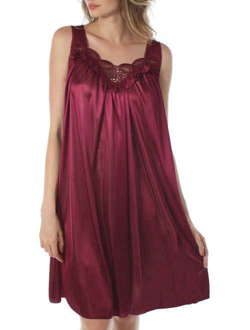 Venice Womens' Silky Looking Embroidered Nightgown 06N