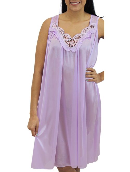 Venice Womens' Silky Looking Embroidered Nightgown 06N