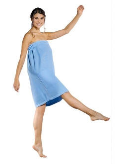 Turquaz Linen Lightweight Knee Length Spa/Bath Waffle Body Wrap with Adjustable Touch Fastener