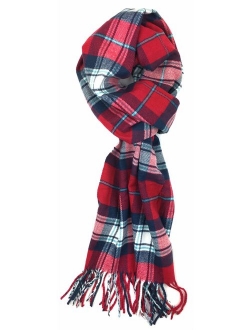 Plum Feathers Plaid Check and Solid Cashmere Feel Winter Scarf