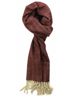 Plum Feathers Plaid Check and Solid Cashmere Feel Winter Scarf