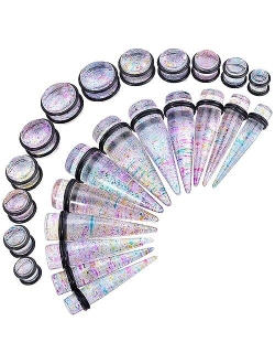 BodyJ4You 24PC Big Gauges Kit Ear Stretching 00G-20mm Multicolor Acrylic Tapers Plugs Piercing Set