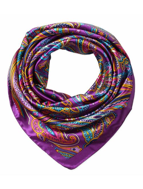 Corciova 35" Large Women's Satin Square Silk Feeling Hair Scarf Wrap Headscarf