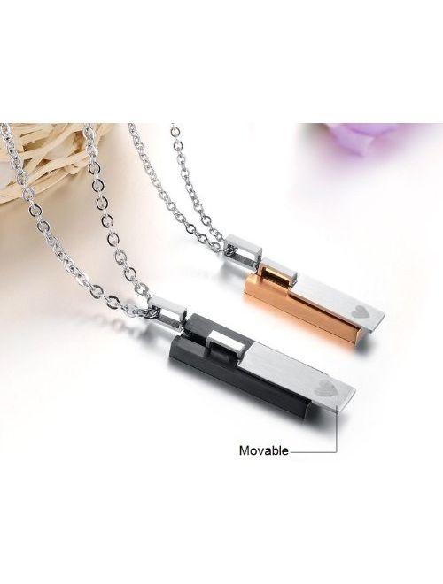 His & Hers Matching Set Titanium Couple Pendant Necklace Korean Love Style in a Gift Box (ONE PAIR)