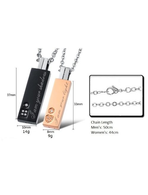 His & Hers Matching Set Titanium Couple Pendant Necklace Korean Love Style in a Gift Box (ONE PAIR)