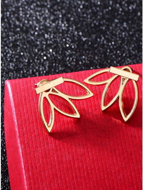 Mtlee 4 Pairs Lotus Stud Earrings Lotus Flower Earring Studs Piercing Ear Jacket Stud for Women and Girls, 4 Colors