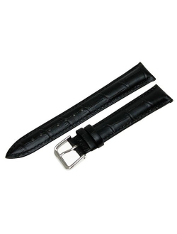 RECHERE Replacement Leather Watch Band Strap Alligator Crocodile Grain Pin Buckle Black Brown Blue White Red