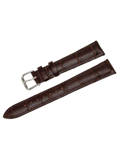 RECHERE Replacement Leather Watch Band Strap Alligator Crocodile Grain Pin Buckle Black Brown Blue White Red