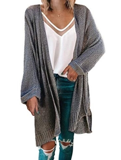 Bdcoco Women's Soft Knit Sweater Outwear Open Front Kimono Cardigans