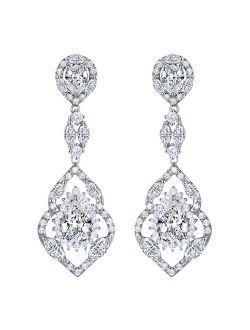 SELOVO Wedding Teardrop Dangle Earrings Silver Tone Vintage Chandelier Earrings Zircon