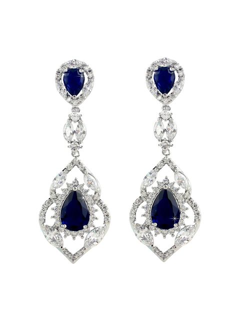 SELOVO Wedding Teardrop Dangle Earrings Silver Tone Vintage Chandelier Earrings Zircon