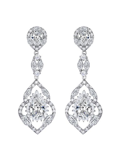 SELOVO Wedding Teardrop Dangle Earrings Silver Tone Vintage Chandelier Earrings Zircon