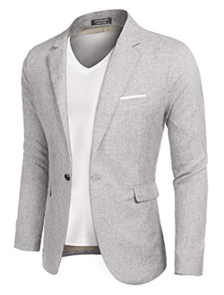 Men's Casual Suit Blazer Jackets Lightweight Sports Coats One Button