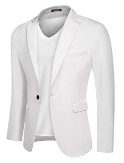 Men's Casual Suit Blazer Jackets Lightweight Sports Coats One Button