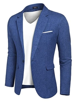 Men's Casual Suit Blazer Jackets Lightweight Sports Coats One Button