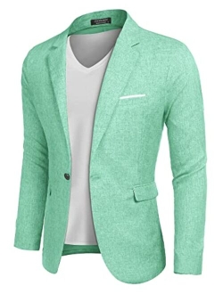 Men's Casual Suit Blazer Jackets Lightweight Sports Coats One Button