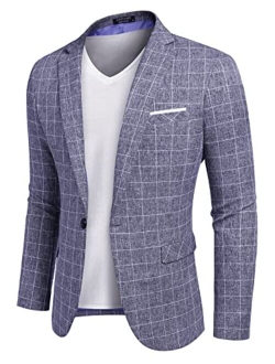 Men's Casual Suit Blazer Jackets Lightweight Sports Coats One Button