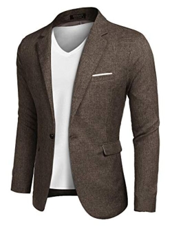 Men's Casual Suit Blazer Jackets Lightweight Sports Coats One Button