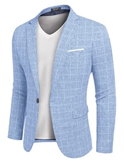 Men's Casual Suit Blazer Jackets Lightweight Sports Coats One Button