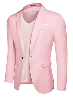 Men's Casual Suit Blazer Jackets Lightweight Sports Coats One Button