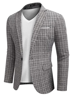 Men's Casual Suit Blazer Jackets Lightweight Sports Coats One Button