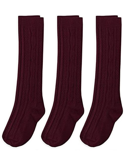 Jefferies Socks Big Girls' Cable-Knit Knee-High Sock Three-Pack