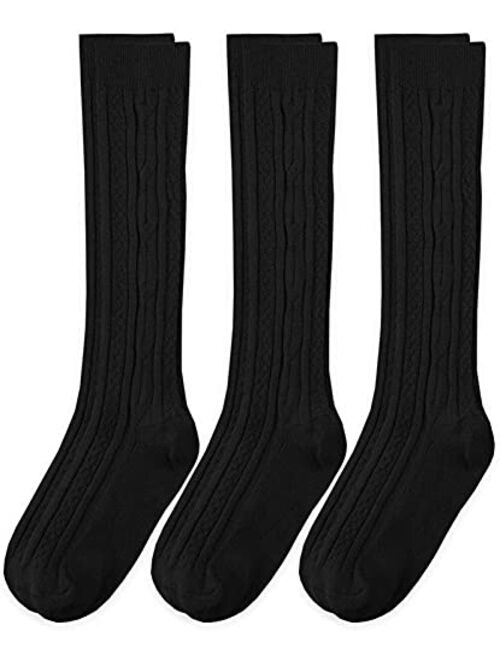 Jefferies Socks Big Girls' Cable-Knit Knee-High Sock Three-Pack