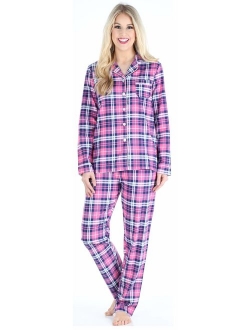 PajamaMania Women's Cotton Flannel Long Sleeve Pajamas PJ Set