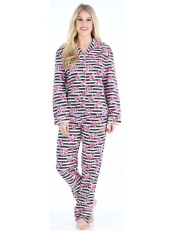 PajamaMania Women's Cotton Flannel Long Sleeve Pajamas PJ Set