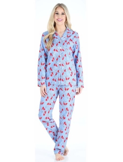 PajamaMania Women's Cotton Flannel Long Sleeve Pajamas PJ Set