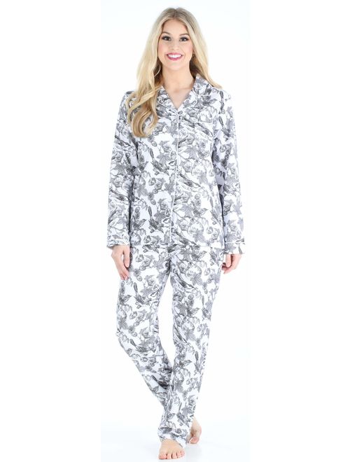 PajamaMania Women's Cotton Flannel Long Sleeve Pajamas PJ Set