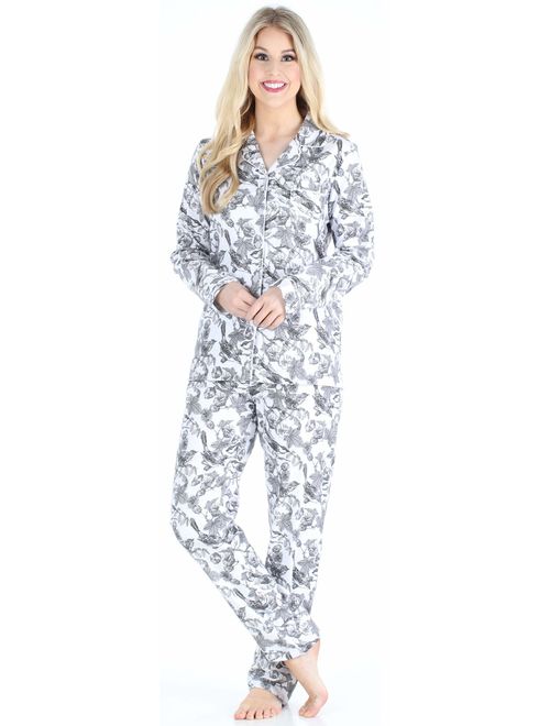 PajamaMania Women's Cotton Flannel Long Sleeve Pajamas PJ Set