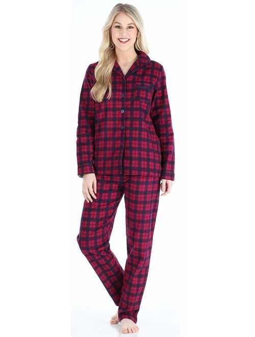 PajamaMania Women's Cotton Flannel Long Sleeve Pajamas PJ Set