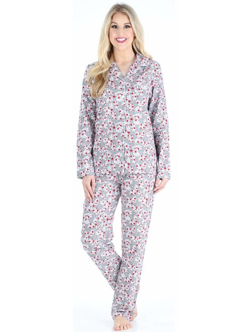 PajamaMania Women's Cotton Flannel Long Sleeve Pajamas PJ Set